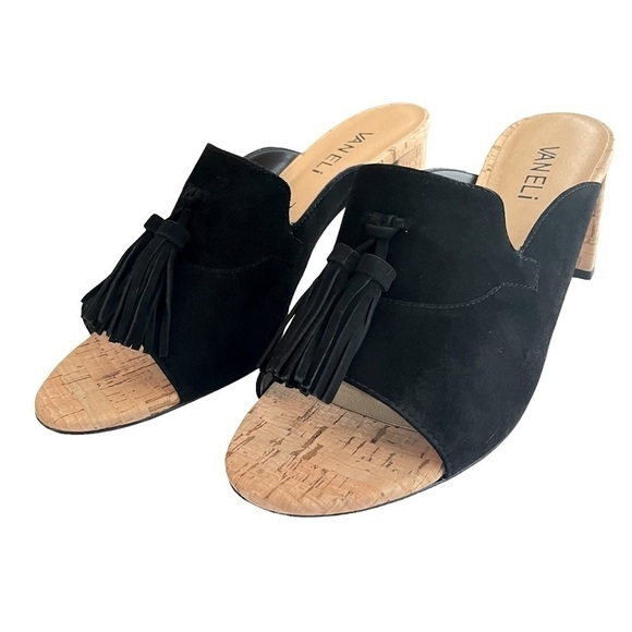 𝅺VANELI Black Suede and Cork‎ Sandals 7.5 - Picture 2 of 11